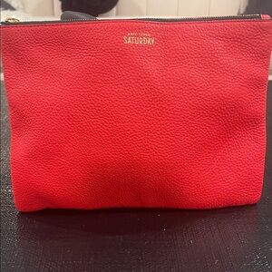 Kate Spade Red Bag with Black and White Striped Interior